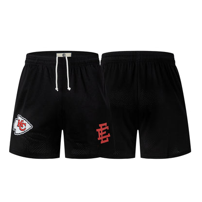 Black Streetwear Chiefs Shorts Quick Dry Loose Fit Breathable Elastic Waist Summer Casual Shorts EES15