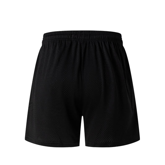 Black Streetwear Shorts Red Letter Print Loose Fit Breathable Elastic Waist Quick-drying Shorts EES20