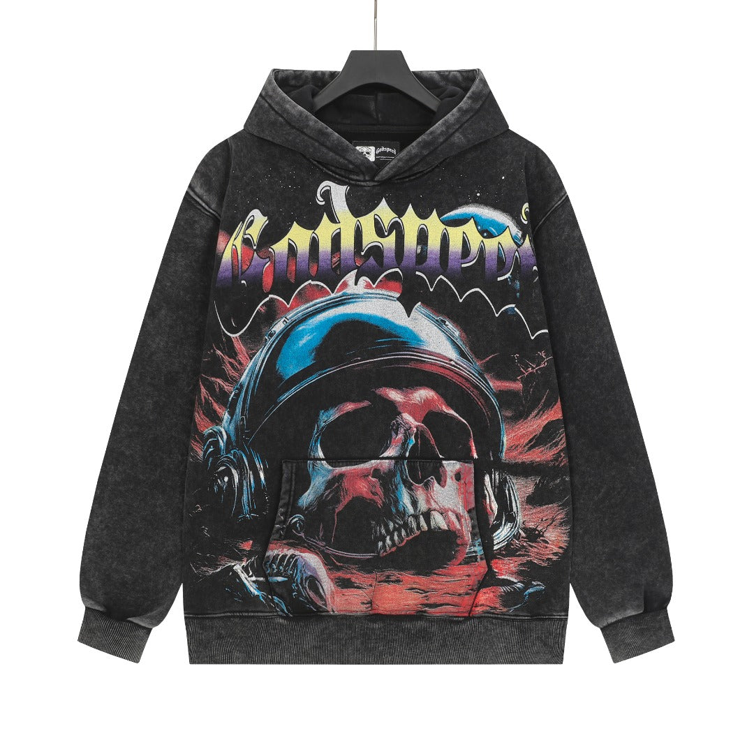Green & Black Street Vintage Washed Hoodie (Crafted Print) G6605