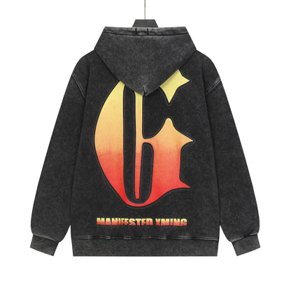 Green & Black Street Vintage Washed Hoodie (Crafted Print) G6605