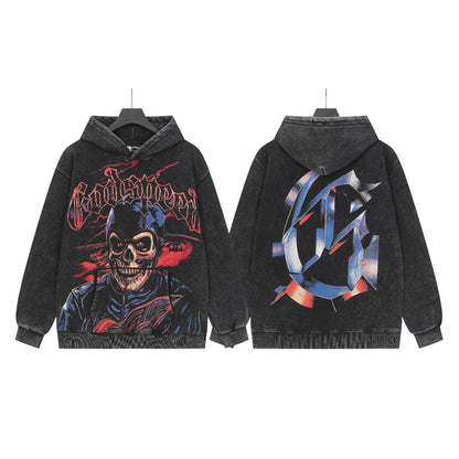 Black & Khaki Street Vintage Washed Hoodie (Crafted Print) G6606