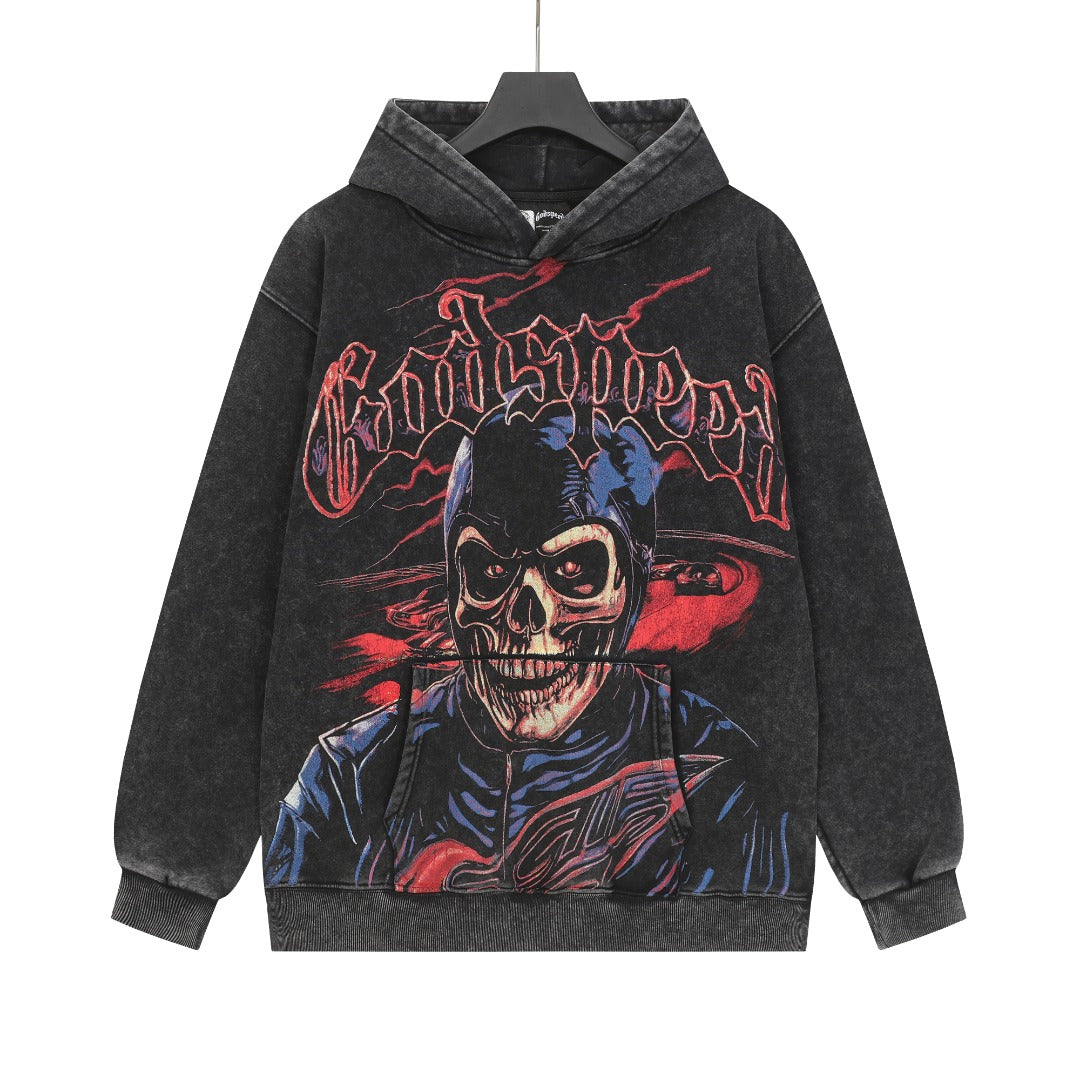 Black & Khaki Street Vintage Washed Hoodie (Crafted Print) G6606