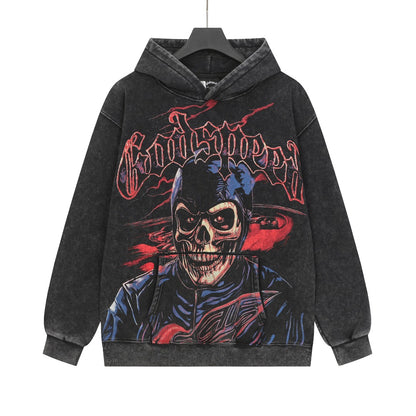 Black & Khaki Street Vintage Washed Hoodie (Crafted Print) G6606