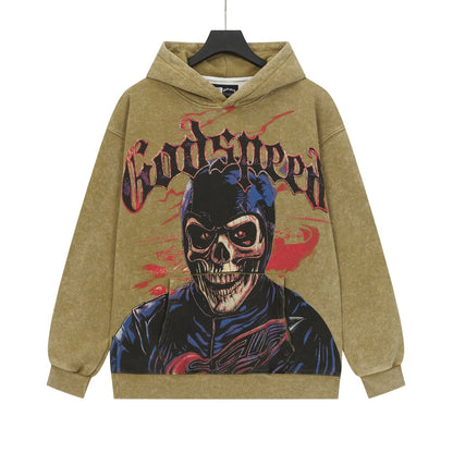 Black & Khaki Street Vintage Washed Hoodie (Crafted Print) G6606