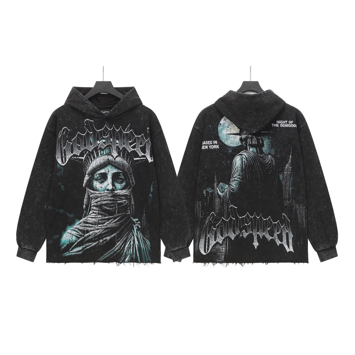 Black & Red Street Vintage Washed Hoodie (Crafted Print) G6802