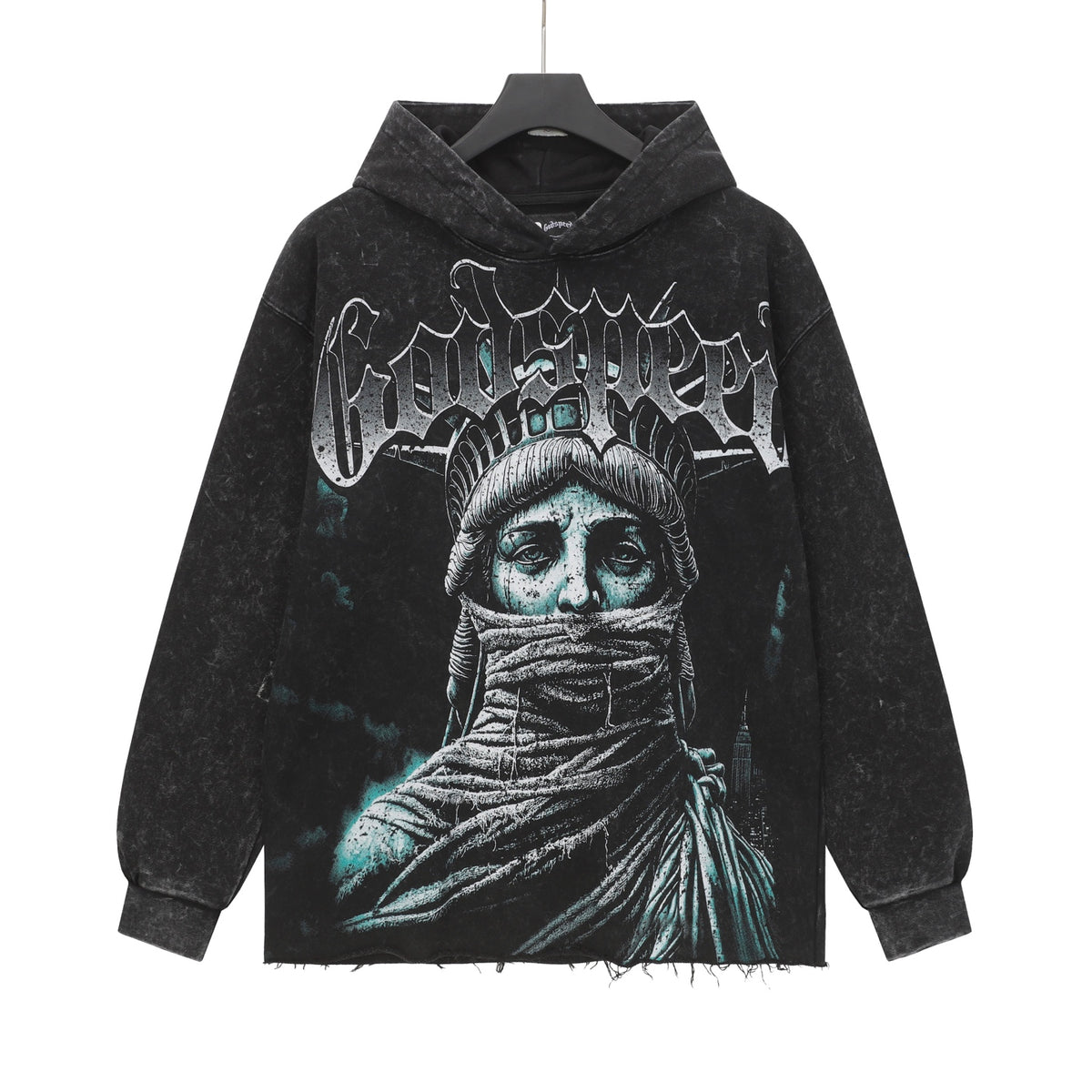 Black & Red Street Vintage Washed Hoodie (Crafted Print) G6802