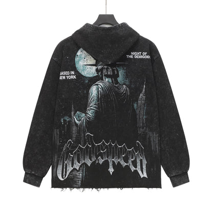 Black & Red Street Vintage Washed Hoodie (Crafted Print) G6802