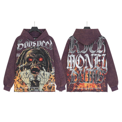 Purple & Black Street Vintage Washed Hoodie (Crafted Print) G6803