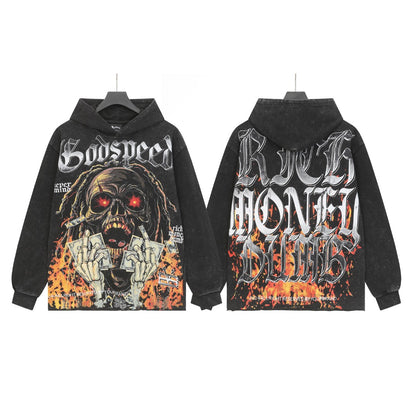 Purple & Black Street Vintage Washed Hoodie (Crafted Print) G6803