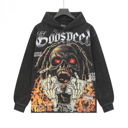 Purple & Black Street Vintage Washed Hoodie (Crafted Print) G6803