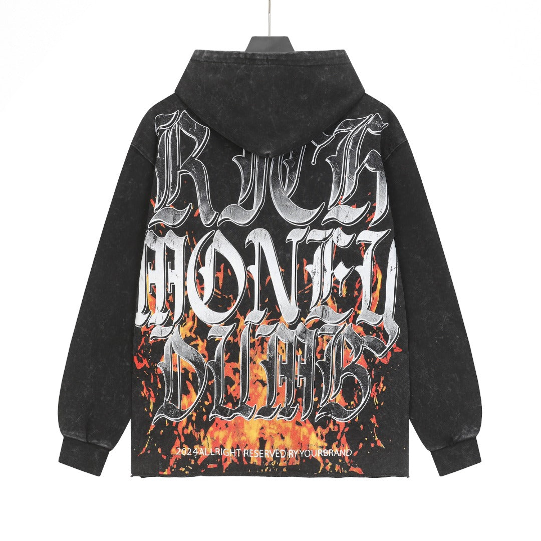 Purple & Black Street Vintage Washed Hoodie (Crafted Print) G6803