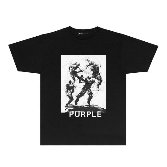 Purple Black Ink Art Character Tee – Vintage Streetwear Graphic T-Shirt PUR001