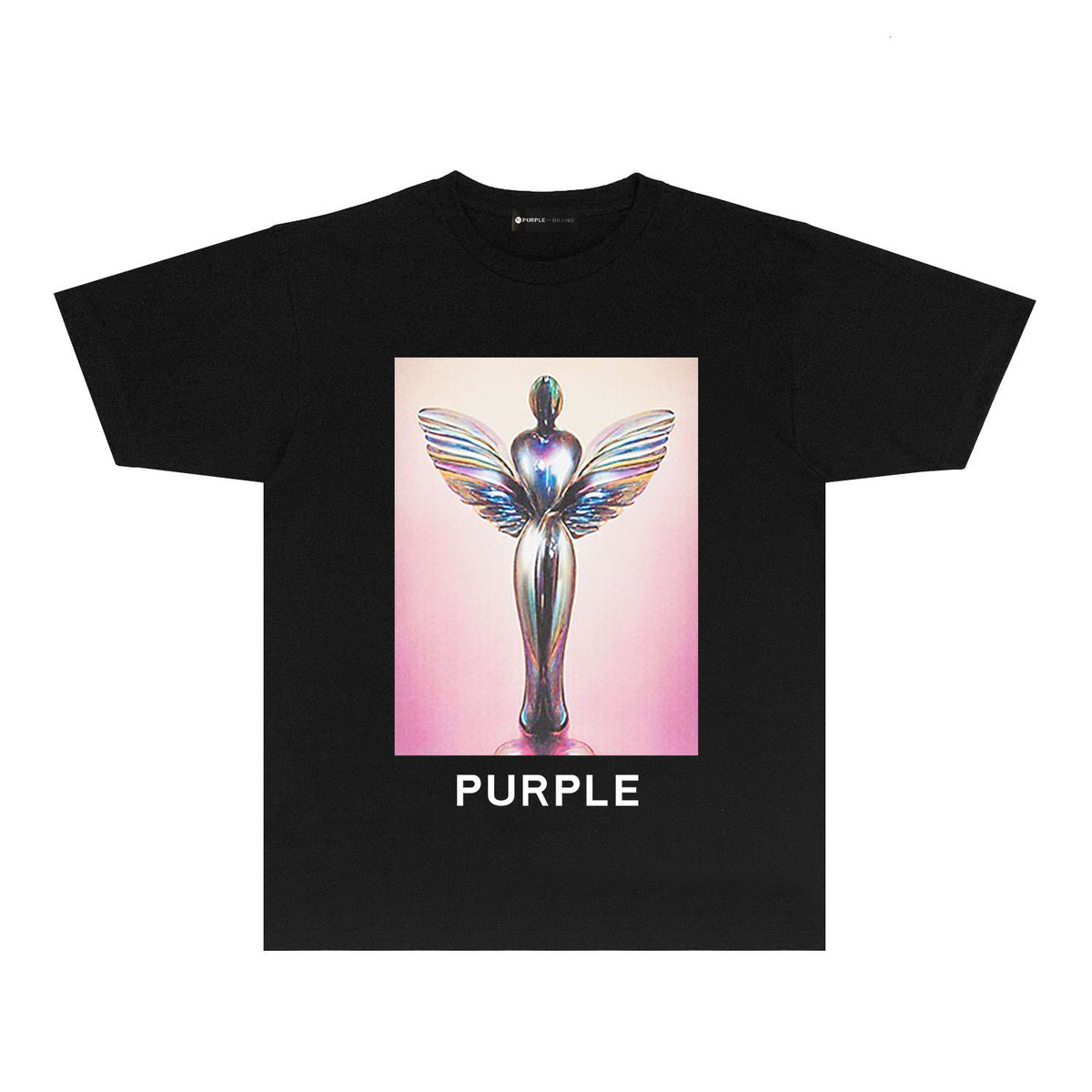 Purple Angel Trophy Graphic T-Shirt Short Sleeve Casual Streetwear Tee PUR040