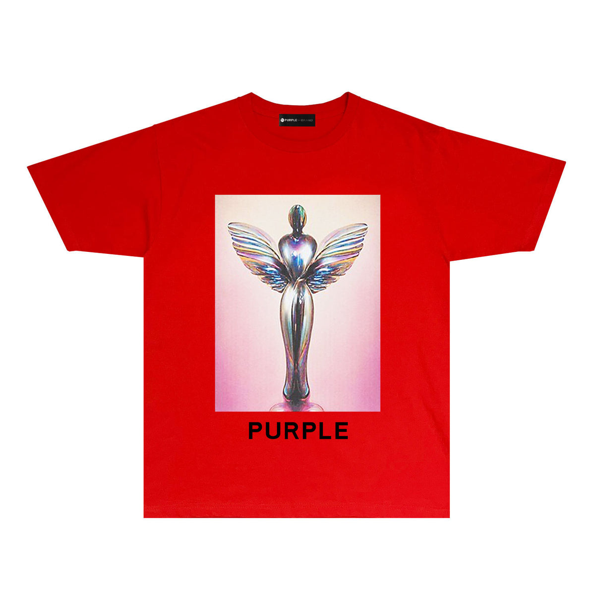 Purple Angel Trophy Graphic T-Shirt Short Sleeve Casual Streetwear Tee PUR040