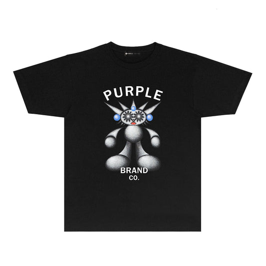Purple Spiky Bear Graphic T-Shirt Short Sleeve Casual Streetwear Tee PUR046
