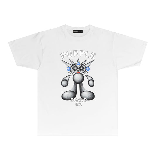Purple Spiky Bear Graphic T-Shirt Short Sleeve Casual Streetwear Tee PUR046