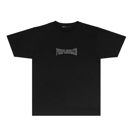 Purple Inset Letter Graphic T-Shirt Short Sleeve Casual Streetwear Tee PUR053B