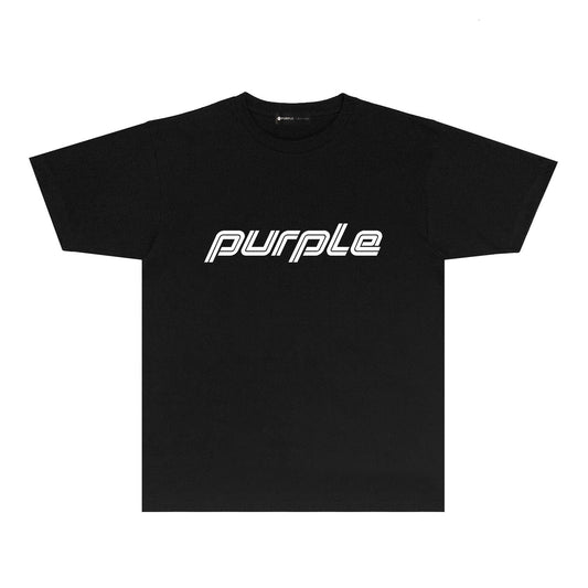 Purple Artistic Letter Graphic T-Shirt Short Sleeve Casual Streetwear Tee PUR060