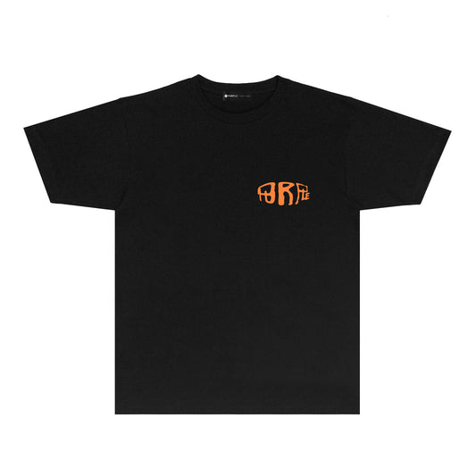 Purple Orange Letter Graphic T-Shirt Short Sleeve Casual Streetwear Tee PUR061