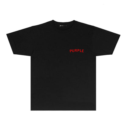 Purple Oversized Letter Graphic T-Shirt Short Sleeve Casual Streetwear Tee PUR083