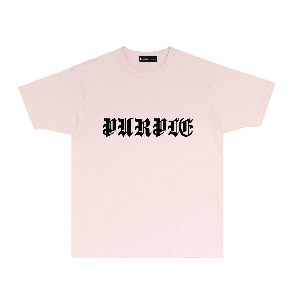 Purple Sanskrit Letter Graphic T-Shirt Short Sleeve Casual Streetwear Tee PUR086