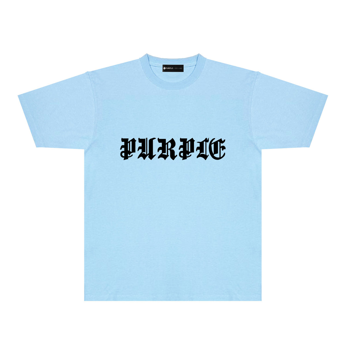 Purple Sanskrit Letter Graphic T-Shirt Short Sleeve Casual Streetwear Tee PUR086