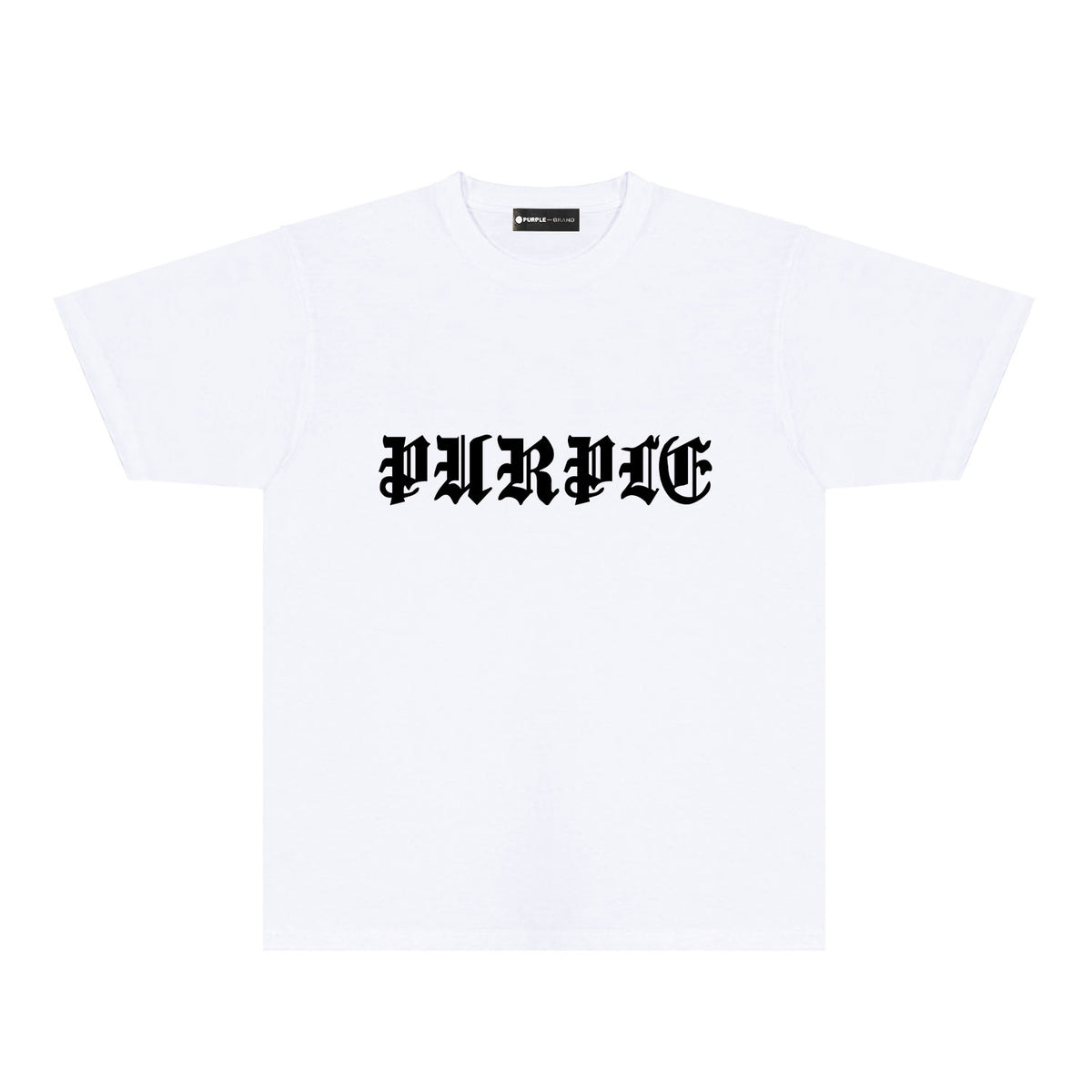 Purple Sanskrit Letter Graphic T-Shirt Short Sleeve Casual Streetwear Tee PUR086