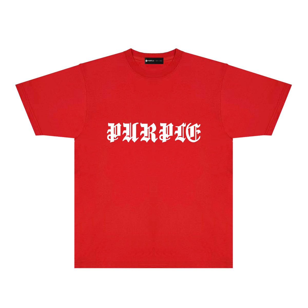 Purple Sanskrit Letter Graphic T-Shirt Short Sleeve Casual Streetwear Tee PUR086