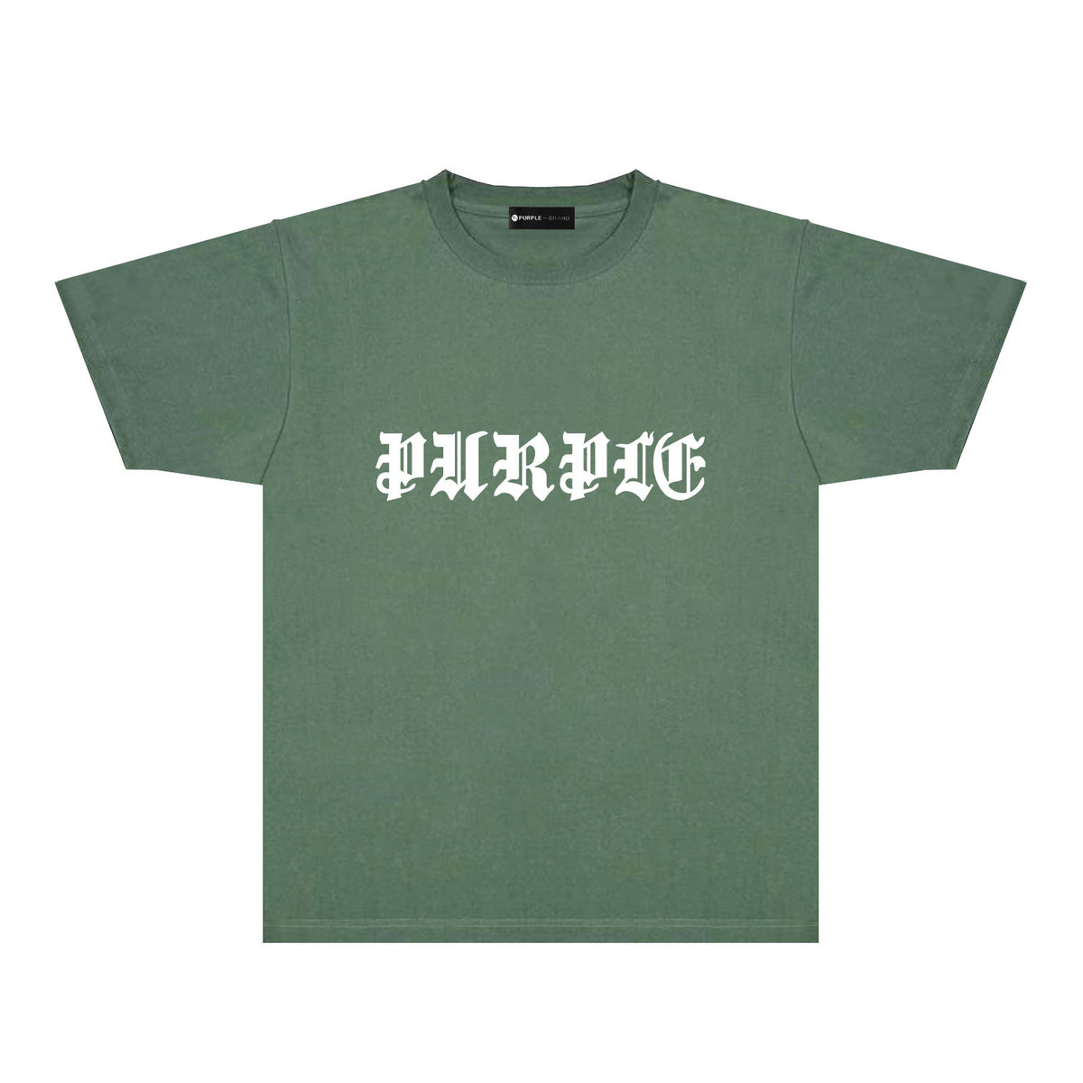 Purple Sanskrit Letter Graphic T-Shirt Short Sleeve Casual Streetwear Tee PUR086