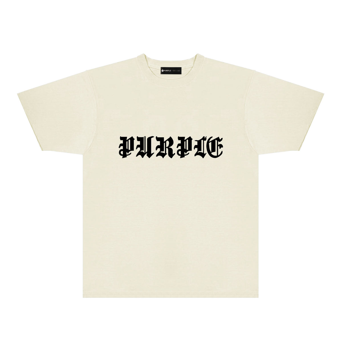 Purple Sanskrit Letter Graphic T-Shirt Short Sleeve Casual Streetwear Tee PUR086
