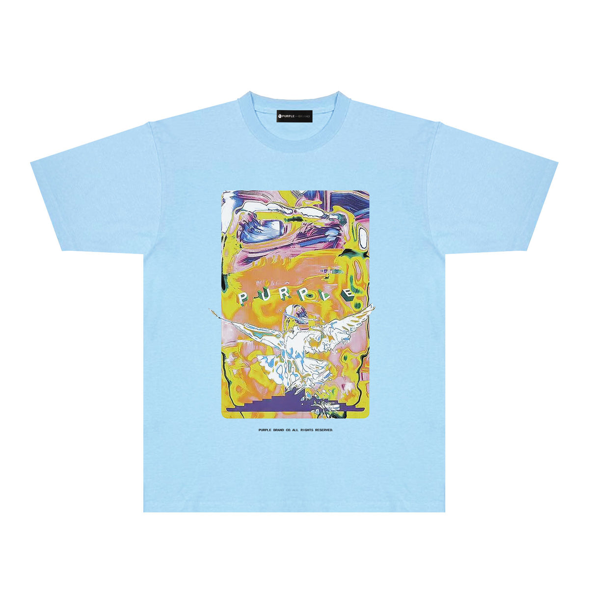 Purple Graffiti Eagle Graphic T-Shirt Short Sleeve Casual Streetwear Tee PUR094