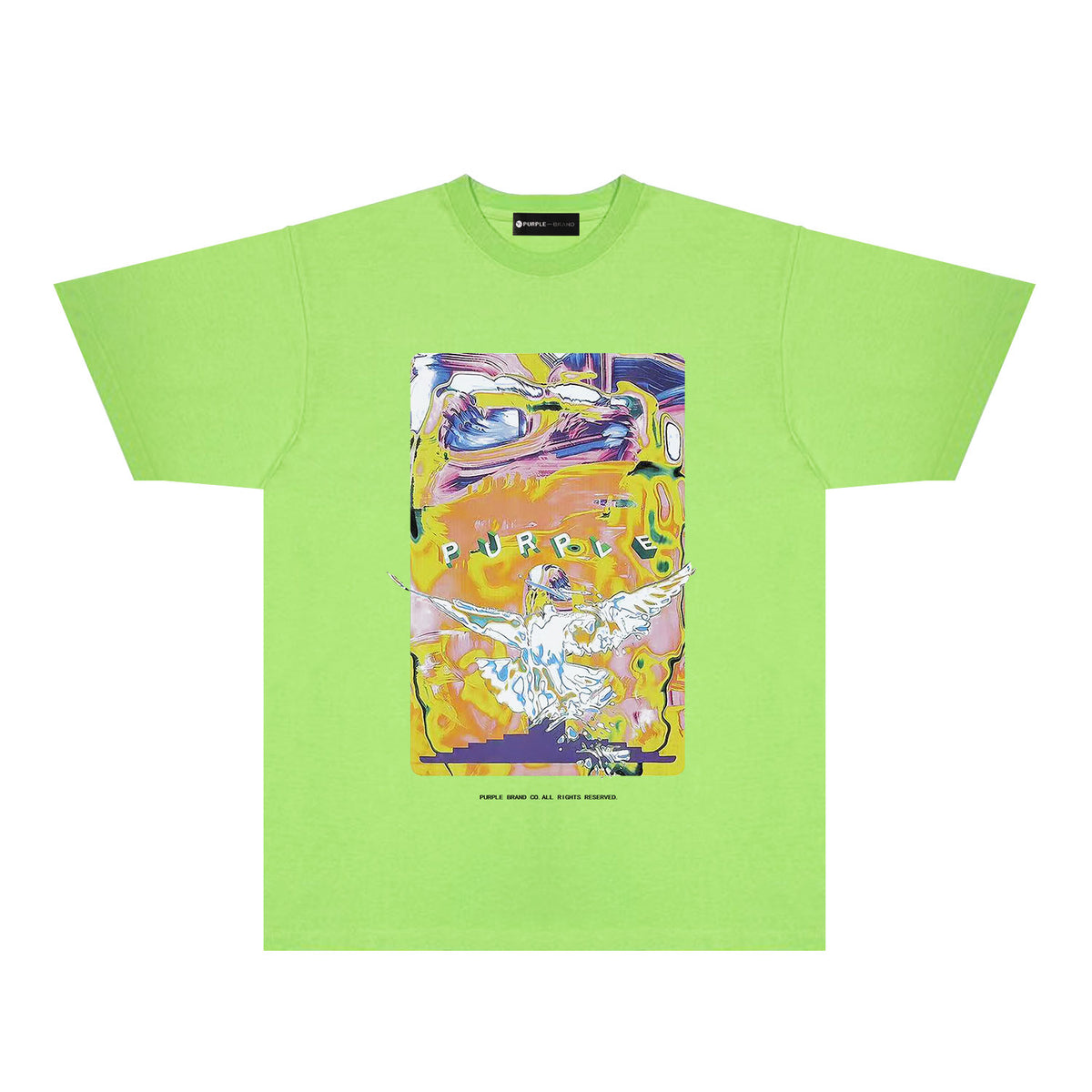 Purple Graffiti Eagle Graphic T-Shirt Short Sleeve Casual Streetwear Tee PUR094