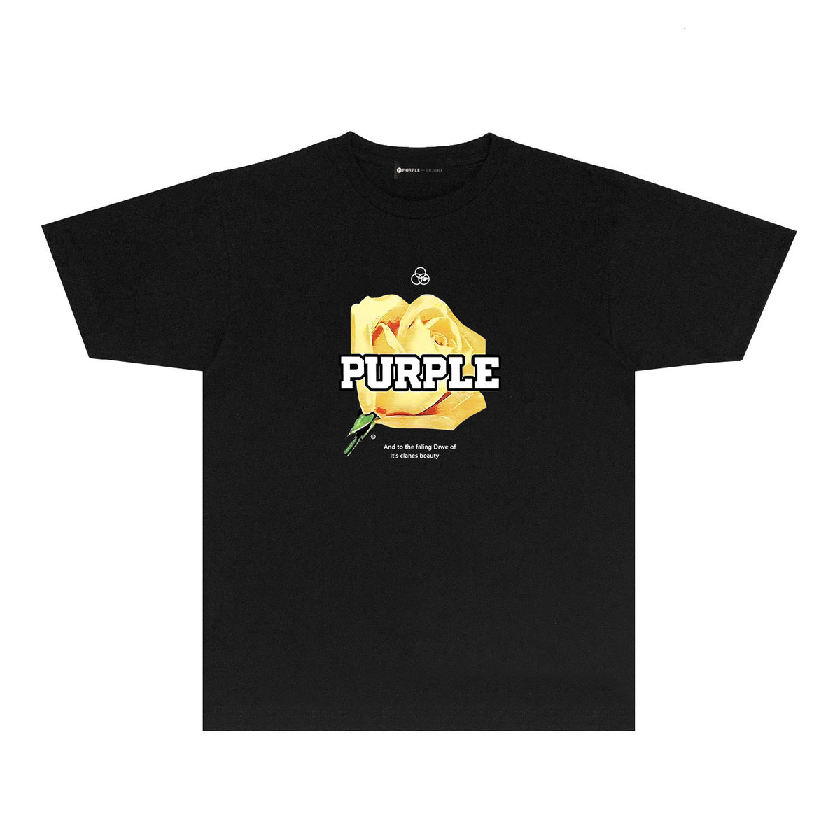 Purple Golden Rose Graphic T-Shirt Short Sleeve Casual Streetwear Tee PUR096