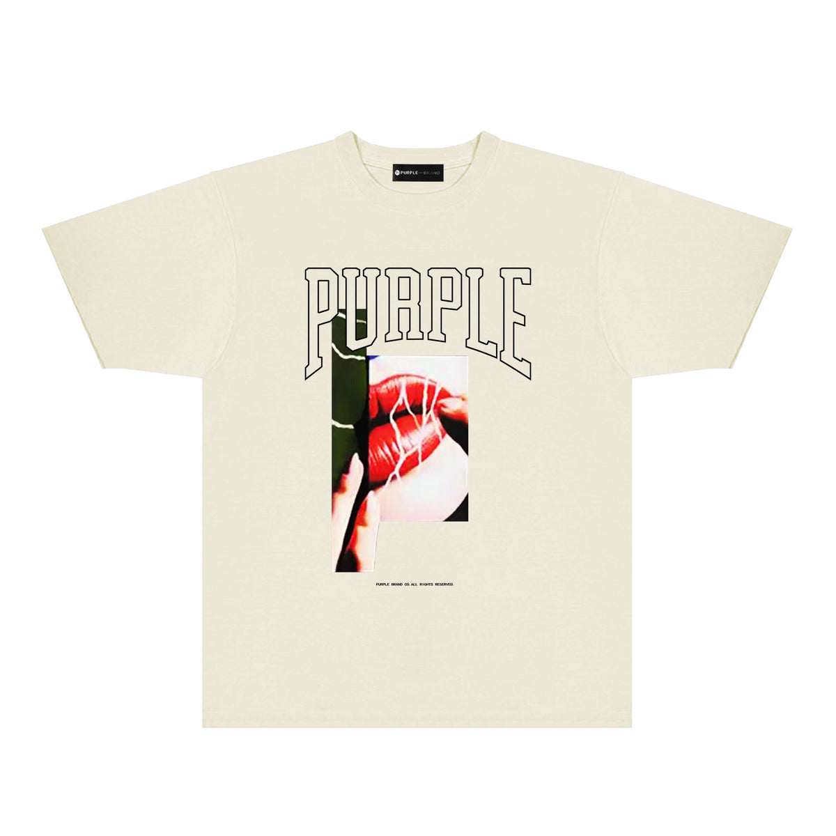 Purple Red Lips Graphic T-Shirt Short Sleeve Casual Streetwear Tee PUR097