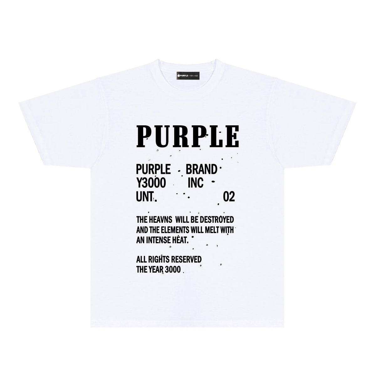 Purple Solid Color Paint Splash Letter Graphic T-Shirt Short Sleeve Casual Streetwear Tee PUR105
