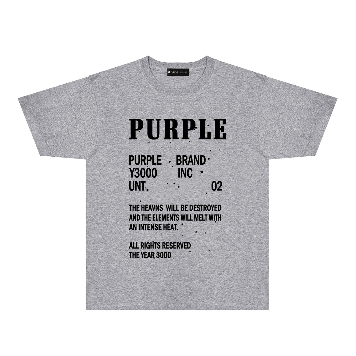 Purple Solid Color Paint Splash Letter Graphic T-Shirt Short Sleeve Casual Streetwear Tee PUR105