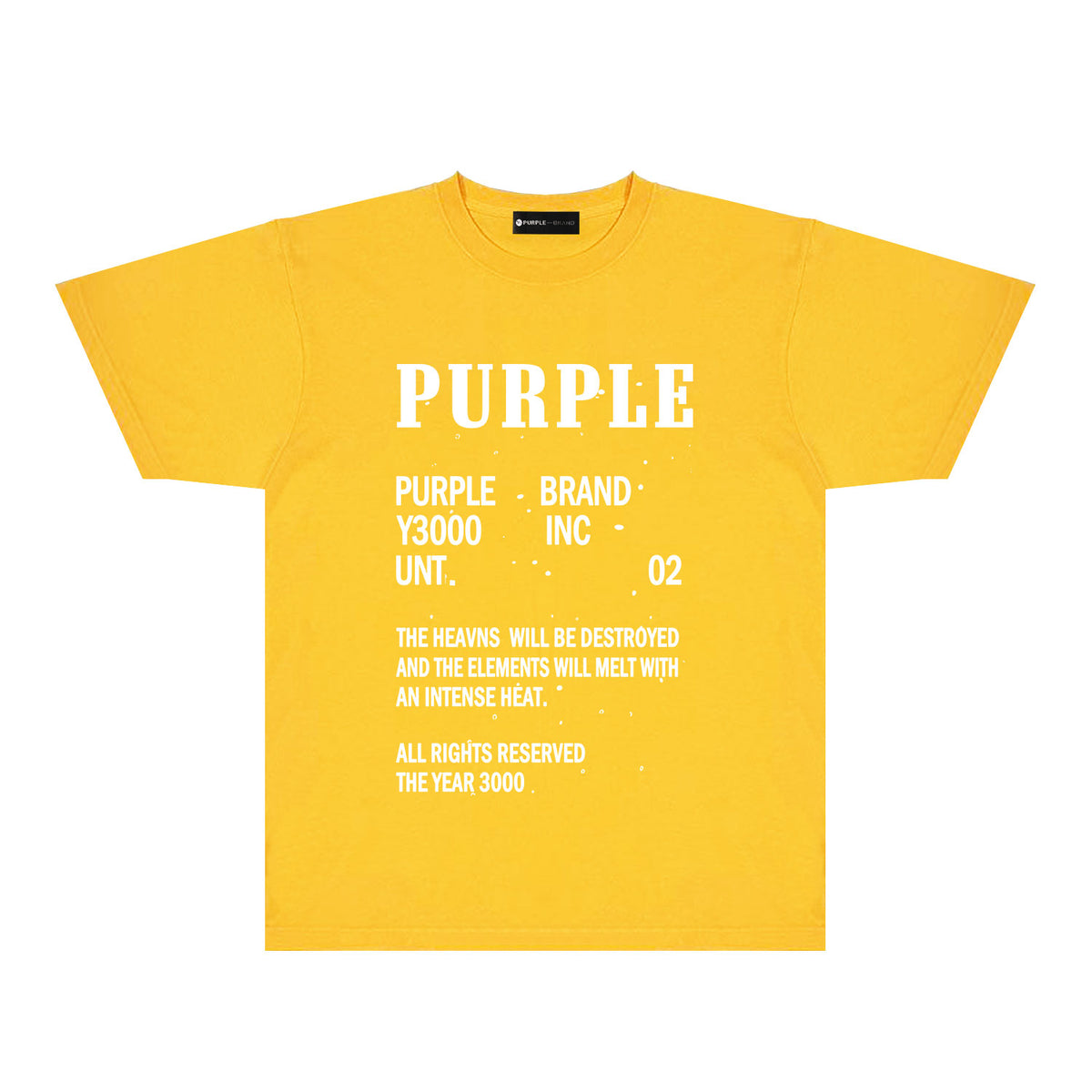 Purple Solid Color Paint Splash Letter Graphic T-Shirt Short Sleeve Casual Streetwear Tee PUR105