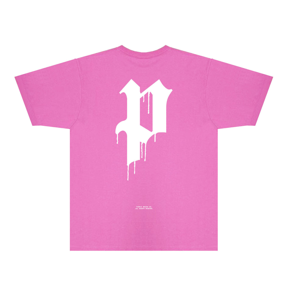 Purple Black White Paint Splash Large Letter Graphic T-Shirt Short Sleeve Casual Streetwear Tee PUR106