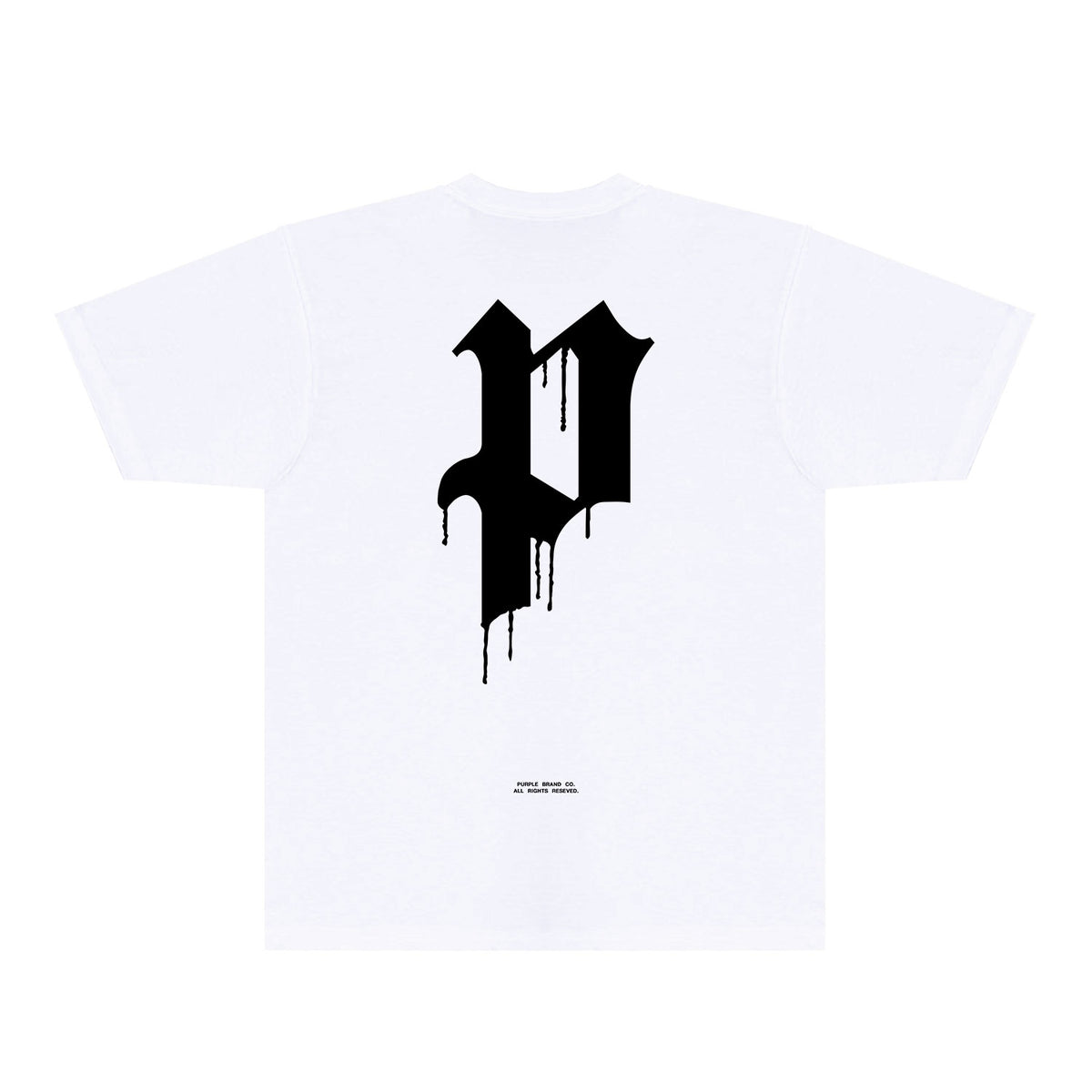 Purple Black White Paint Splash Large Letter Graphic T-Shirt Short Sleeve Casual Streetwear Tee PUR106