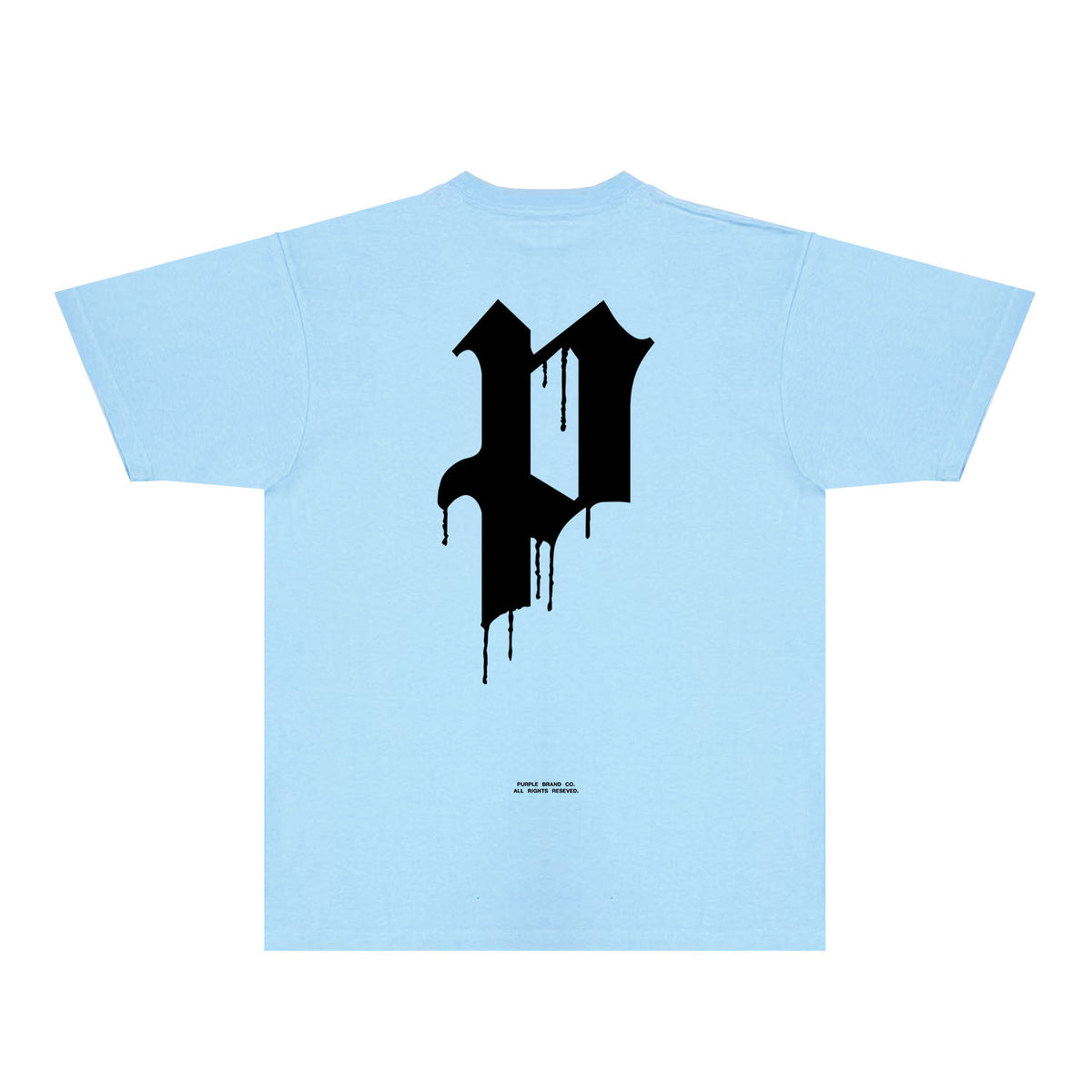 Purple Black White Paint Splash Large Letter Graphic T-Shirt Short Sleeve Casual Streetwear Tee PUR106