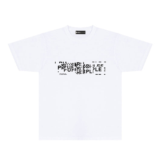 Purple Broken Point Letter Graphic T-Shirt Short Sleeve Casual Streetwear Tee PUR108