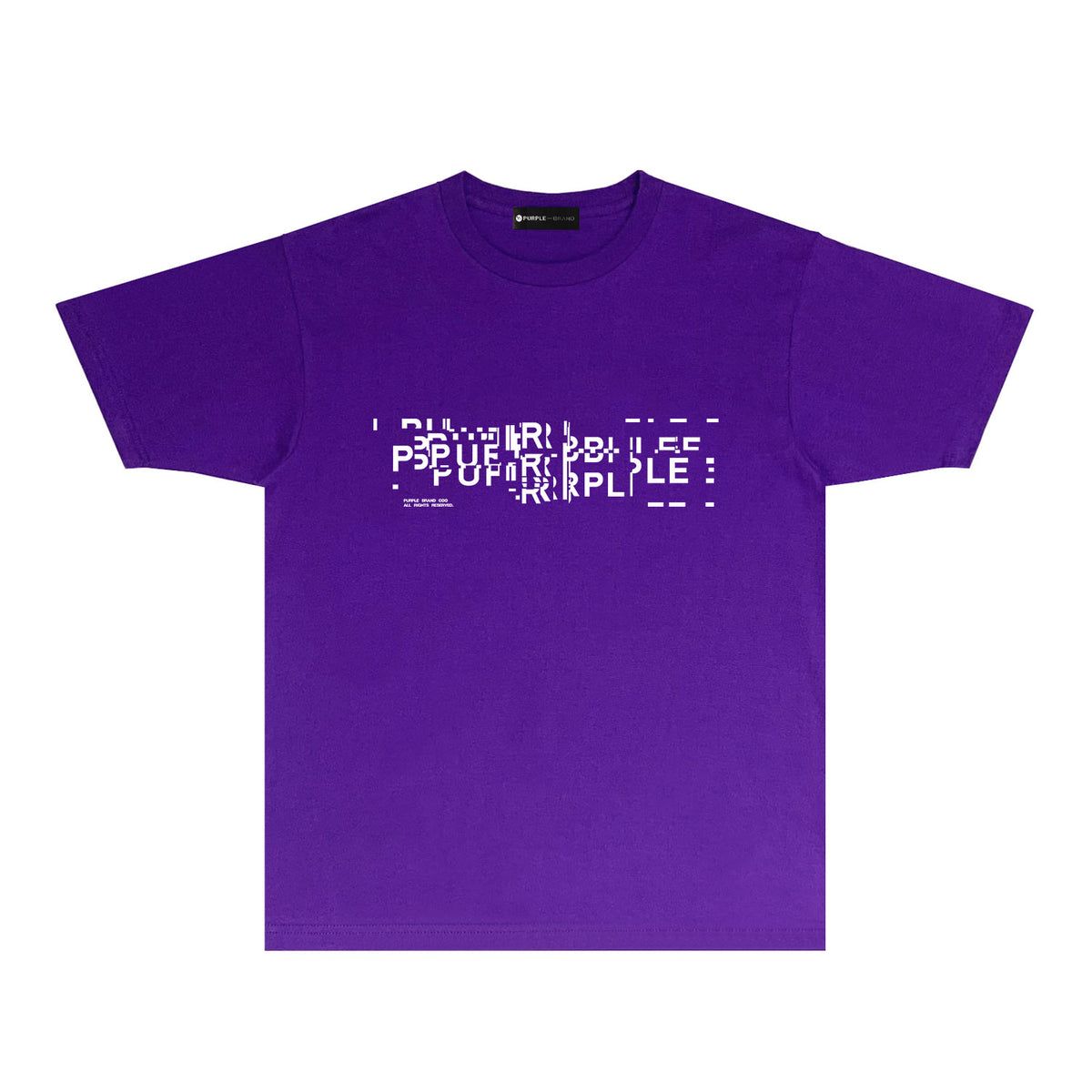 Purple Broken Point Letter Graphic T-Shirt Short Sleeve Casual Streetwear Tee PUR108