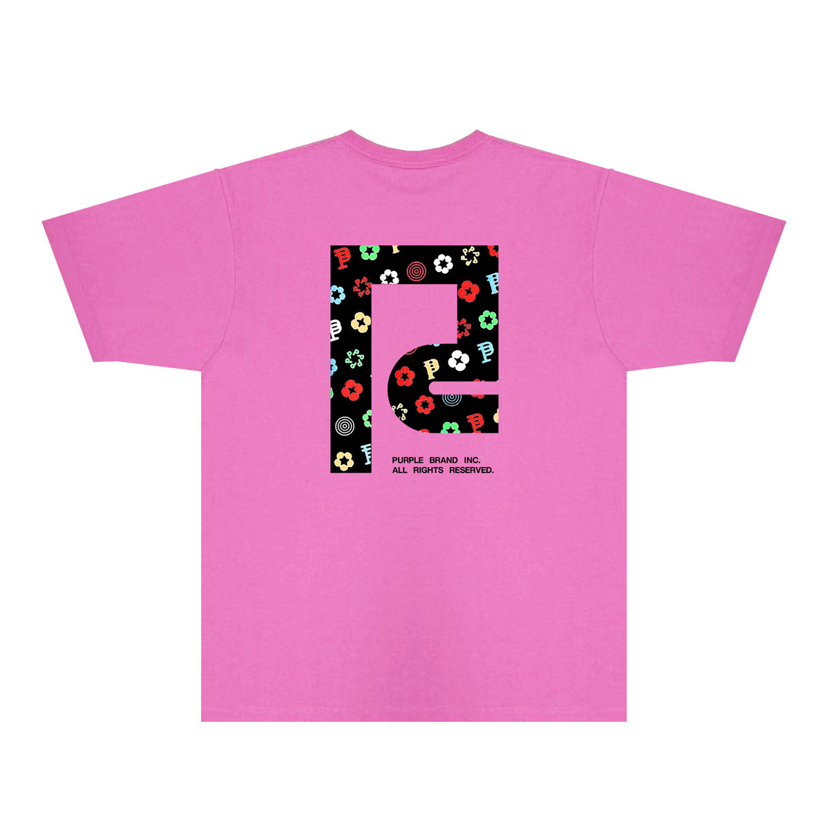 Purple Patterned Color Flower Graphic T-Shirt Short Sleeve Casual Streetwear Tee PUR111