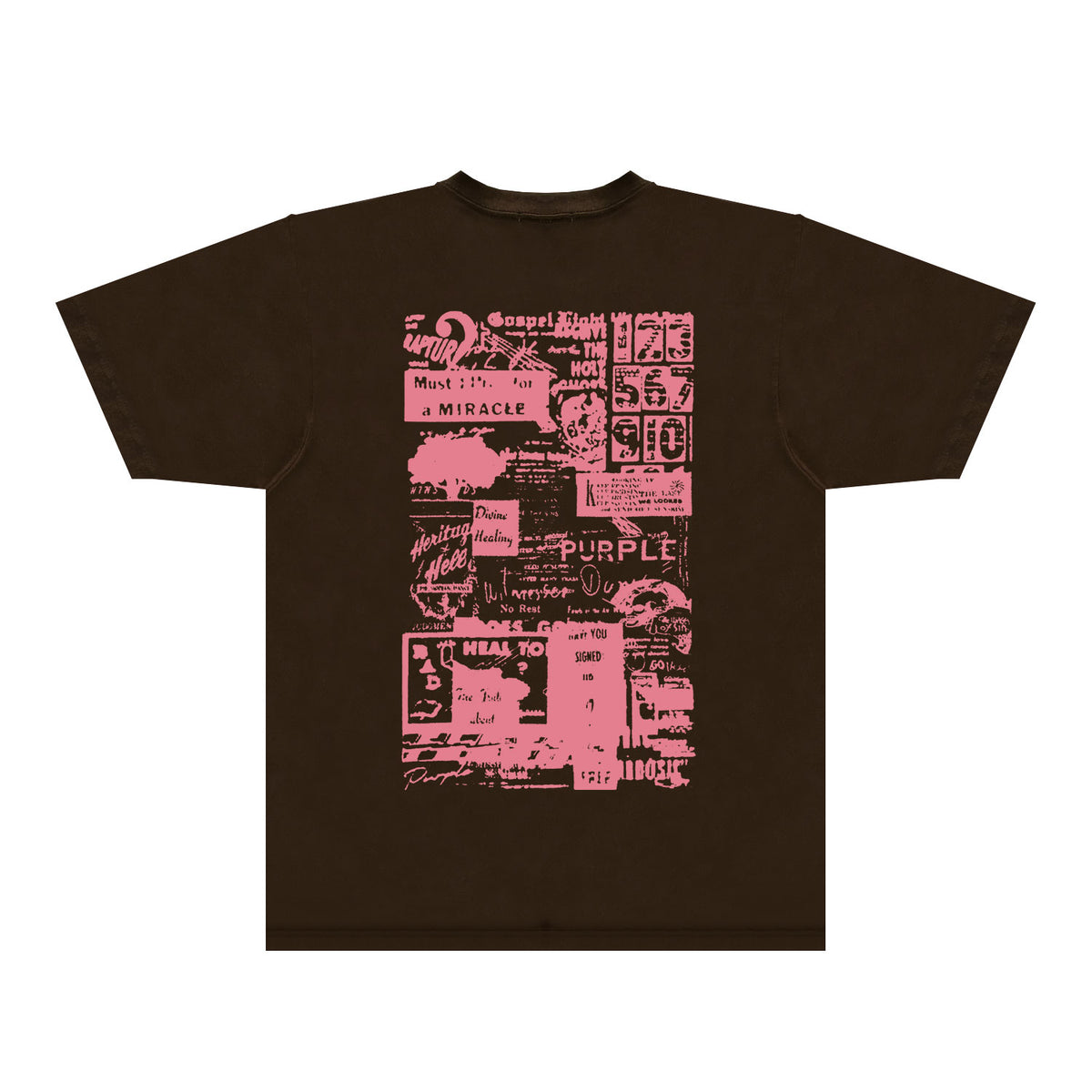 Purple Distressed Text Graphic T-Shirt Short Sleeve Casual Streetwear Tee PUR146