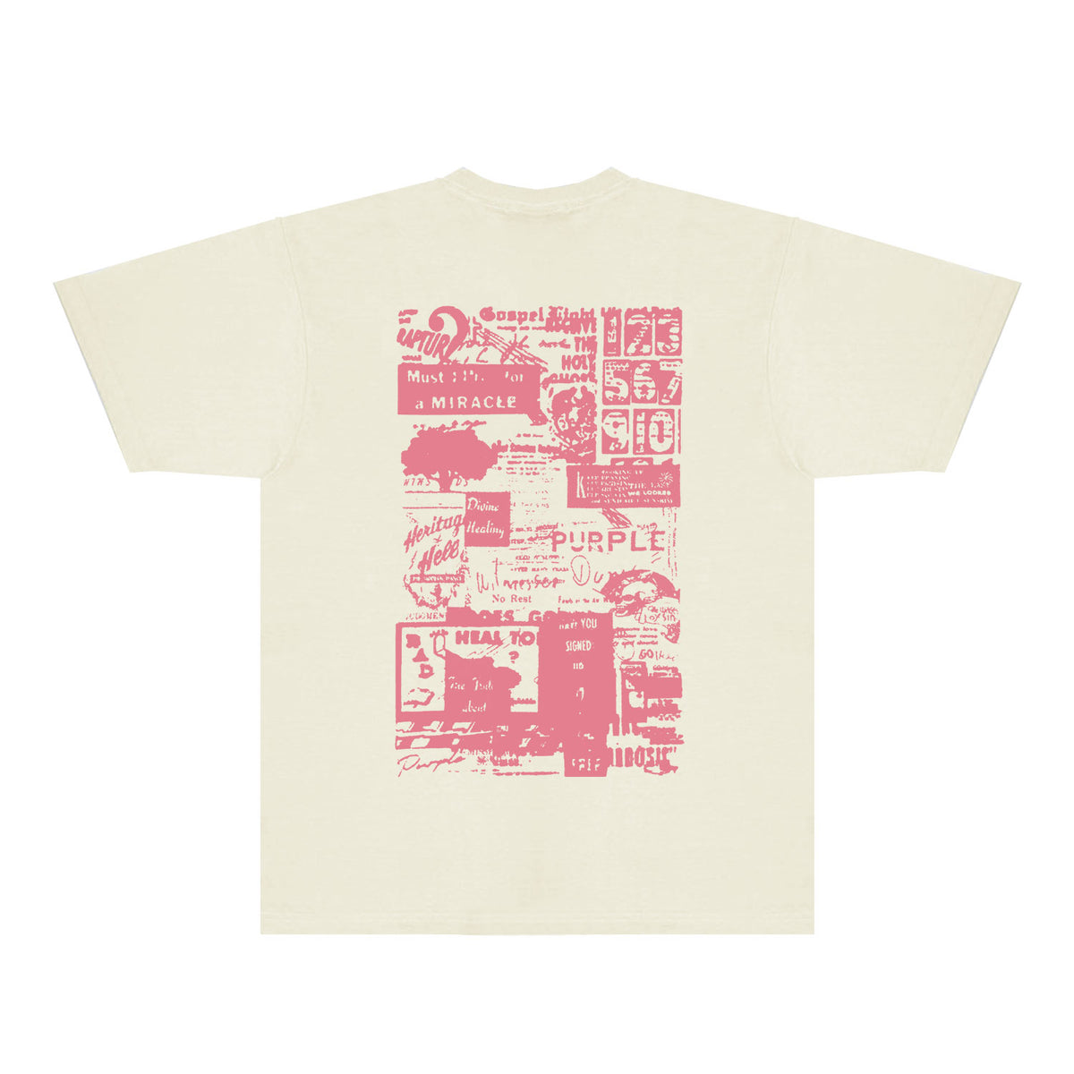 Purple Distressed Text Graphic T-Shirt Short Sleeve Casual Streetwear Tee PUR146