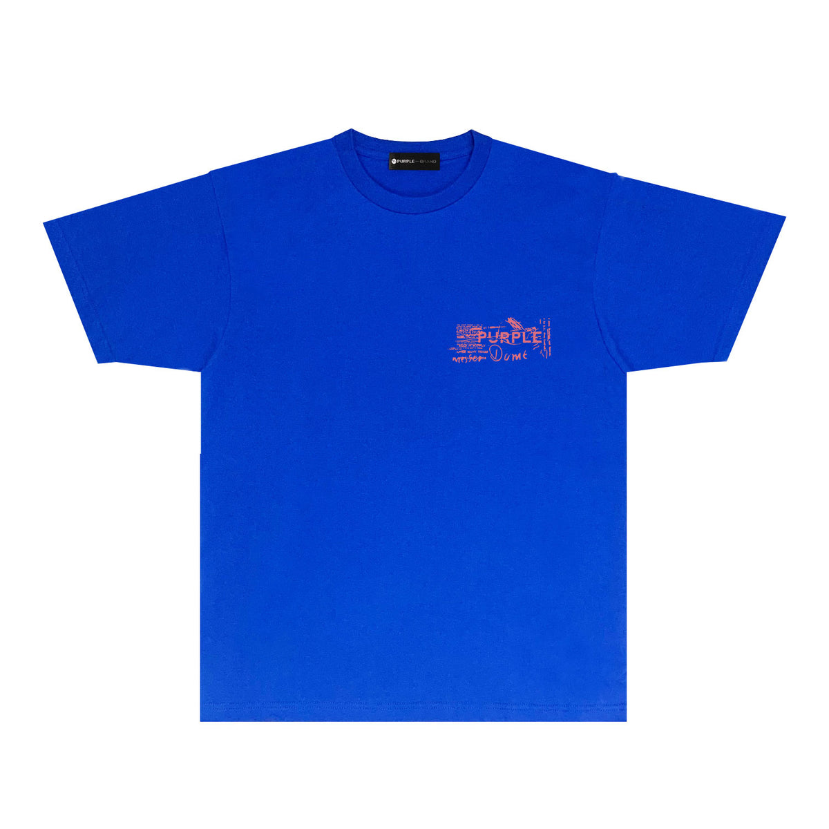 Purple Distressed Text Graphic T-Shirt Short Sleeve Casual Streetwear Tee PUR146