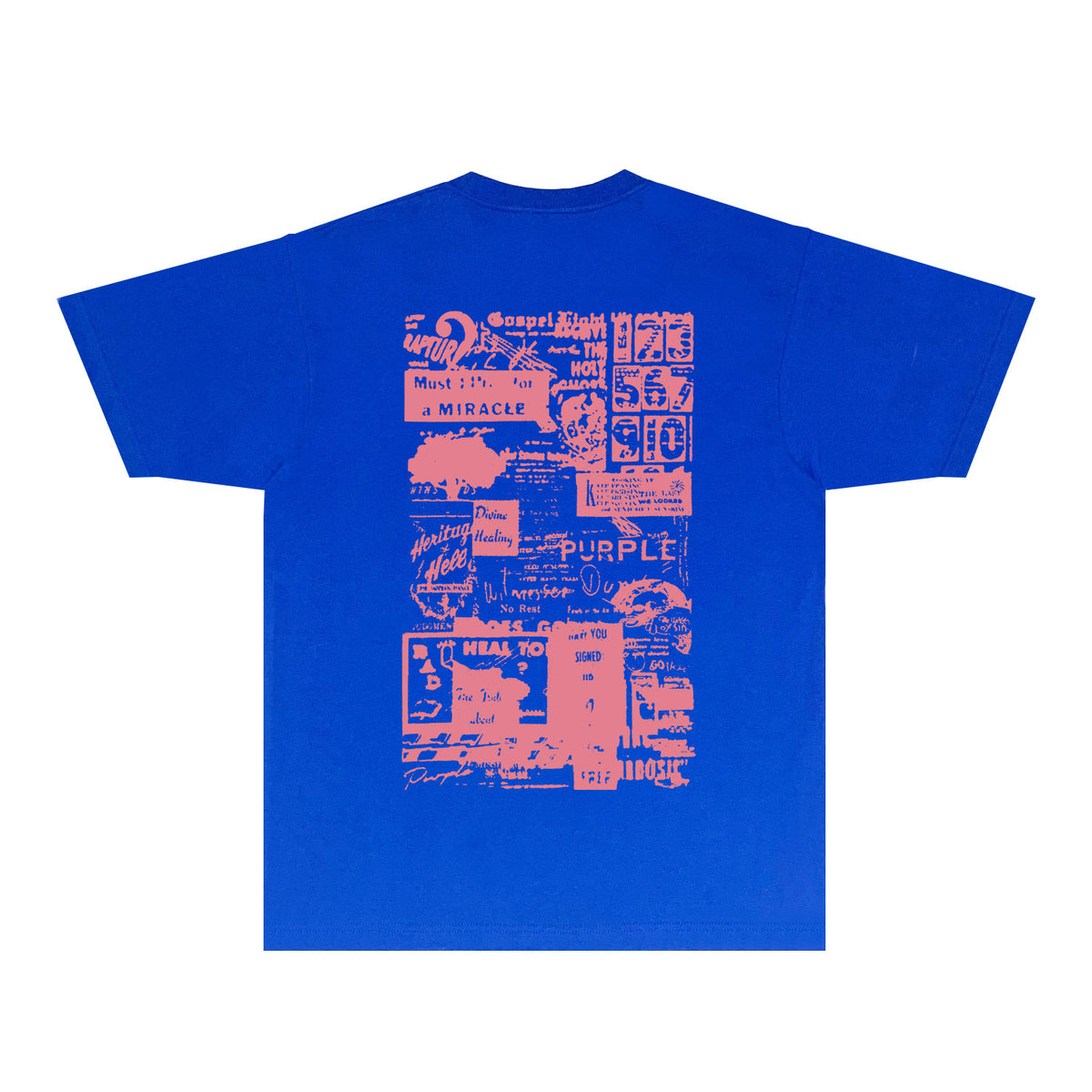 Purple Distressed Text Graphic T-Shirt Short Sleeve Casual Streetwear Tee PUR146