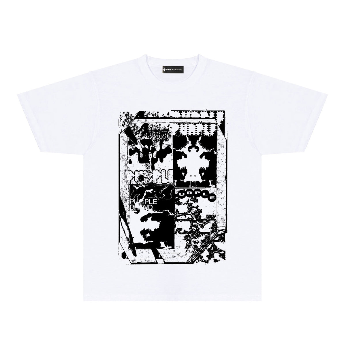 Purple Graffiti Maze Graphic T-Shirt Short Sleeve Casual Streetwear Tee PUR153