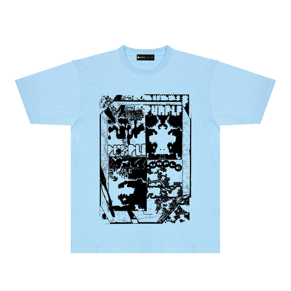 Purple Graffiti Maze Graphic T-Shirt Short Sleeve Casual Streetwear Tee PUR153