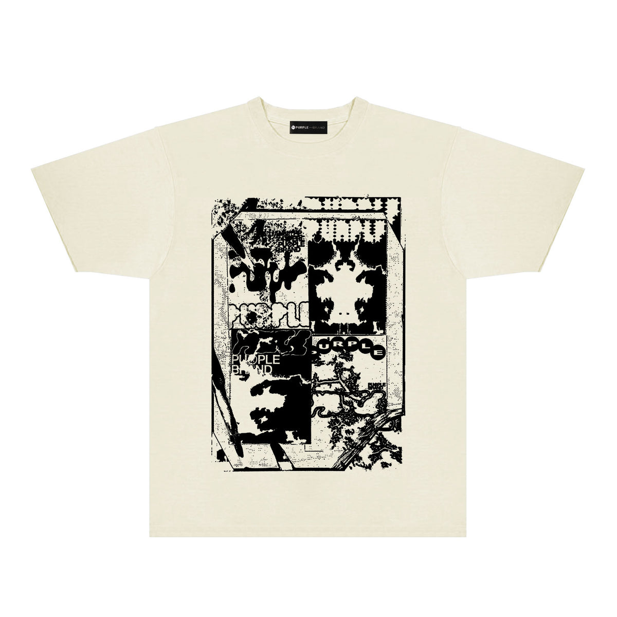 Purple Graffiti Maze Graphic T-Shirt Short Sleeve Casual Streetwear Tee PUR153